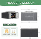 Devoko 10x12 FT Outdoor Storage Shed, Large Metal Storage Sheds with Lockable Door, Utility Garden Tool Shed with Sloping Roof, Outside Steel Storage Sheds for Patio Lawn Backyard, Gray