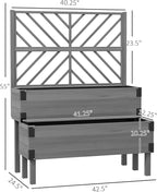 Outsunny Raised Garden Bed with Trellis, 2 Tier Wooden Elevated Planter Box with Legs and Metal Corners for Vegetables, Flowers, Herbs, Gray
