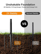 2 Pack String Light Poles for Outside, Thickened Metal Lights Hanger Pole Outdoor with Fork, Lighting Hanging Post Accessories for Patio Decor Garden Backyard Yard Front Porch Outside Decorations