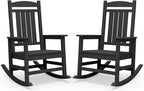 SERWALL HDPE Outdoor Rocking Chair Set of 2, Patio Rocking Chairs, All-Weather Porch Rockers for Adults, Black