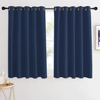 NICETOWN Blackout Kitchen Curtains 54 inches Long - Thermal Insulated Grommet Room Darkening Window Treatment Voice Reducing for Nursery/Cafe (Navy, 1 Panel, 66 x 54 Inch)