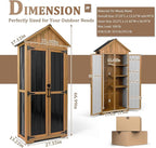 PetsCosset Outdoor Storage Cabinet Waterproof, Outdoor Storage Shed with Shelves, Wood & Metal Patio Backyard Garden Storage Cabinet Tool Organizer for Outside