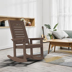 GREENVINES Outdoor Rocking Chairs | Set of 4 | Porch Rocker | HDPE Plastic | Wood Grain | Oversized Rockers | High Back | Big & Tall | Ladder Back | Dark Brown | for Patio Outside
