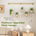 Bamworld Plant Hanger Indoor Hanging Planters for Indoor Plants Hanging Plant Holder Window Plant Rod Gold Metal Shelves 63 Inch