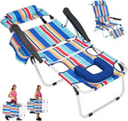 ABORON Tanning Chair with Face Hole, 5-Position Adjustable Reclining Beach Lounge Chair, Folding Face Down Sun Lounger for Beach, Poolside, Patio, Lawn, Home(Multicolor Stripes)