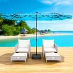 LEVELEVE 14FT Double-Sided Patio Umbrella with Base Included, Large Outdoor Rectangular Market Umbrella for Backyard, Poolside, Lawn & Garden,Blue