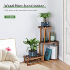 Wood Plant Stand Indoor Outdoor 4 Tiers Plant Rack Corner Planter Shelf Flower Pot Holder for Living Room Garden Patio Yard Porch (Space Saving,27.6”,Small)