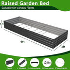 2PCS 9x3x1ft Galvanized Raised Garden Bed Kit, Galvanized Planter Raised Garden Boxes Outdoor, Large Metal Raised Garden Beds for Vegetables,Black