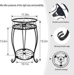 2 Pack 19.2 inch Metal Plant Stand Rack for Round Flower Pot, 2 Tier Potted Holder Indoor Outdoor Rustproof Wrought Iron Heavy Duty Planter Shelf for Corner Living Room Balcony Garden Patio, Black