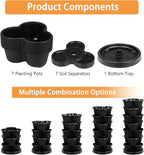 VECELO 7 Tier Vertical Garden Planter, Self Watering Stackable Planters with Wheels for Strawberries, Herbs, Flowers, Vegetables, Black