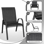 Patio Dining Chairs Set of 6, Outdoor Stackable Dining Chairs High Back, Patio Furniture for Backyard, Porch, Garden, Poolside (Dark Grey)