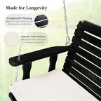 VINGLI Outdoor 4 FT Porch Swing, Heavy Duty 880 LBS Wooden Patio Swings with Cushions, Farmhouse Style Hanging Bench with Adjustable Chains for Yard | Garden | Lawn | Balcony, Black
