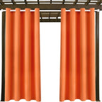 DIVA EN CAMINO DEC Outdoor Patio Curtain Waterproof Darkening Thermal Insulated Indoor Curtains for Bedroom, Porch, Living Room, Pergola, Cabana, W52 x L72, Orange, Set of 2 Panels