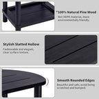 2 Tier Outdoor Side Table, Solid Wood Small Outdoor End Tables, Patio Table for Outside Backyard Balcony Porch Garden Lawn and Living Room, Weather Resistant & Easy Maintenance (Black)