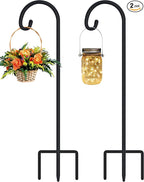FEED GARDEN Adjustable 32 Inch Small Shepherds Hooks for Outdoor, Garden Hooks for Lanterns, Sheperds Hook for Hanging Plants, Bird Feeders, Solar Lights, Mason Jars, Weddings Decor,2 Pack