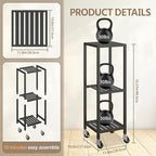 LASZOLA 3 Tier Black Metal Plant Stand Indoor Outdoor with Wheel for Large Planter, Modern Heavy Duty Tall Rolling Rack for Corner House Bathroom Patio Floor, Iron Flower Shelf Holder for Orchid Fern