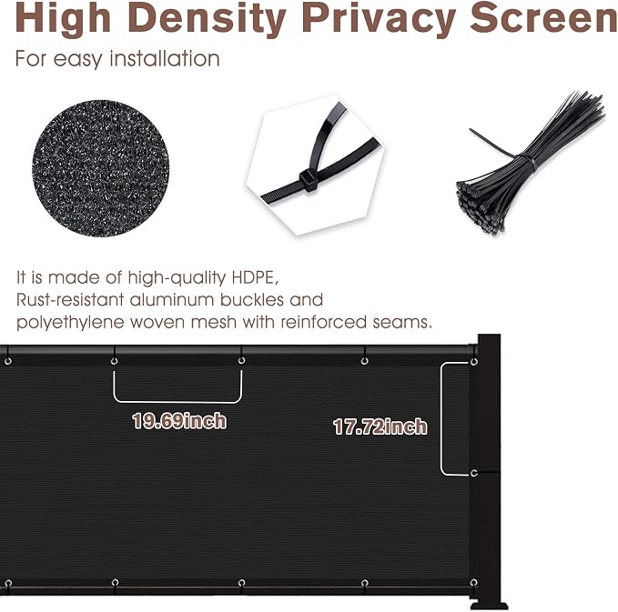 Sunny Guard Customized 2'6''x30' Black Balcony Privacy Screen, 90% Shade - Image 4