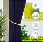 NICETOWN 2 Panels Outdoor Curtains for Patio Waterproof, Thermal Insulated Tab Top Cabana & Porch Indoor Outdoor Drapes Extra Long for Keeping Privacy & Warm (W55 x L108, Dark Blue)