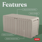 Keter Marvel Plus 71 Gallon Resin Outdoor Storage Box for Patio, Balcony & Garden – Weather‑Resistant Deck Box for Cushions, Pillows, Pool Floats & Tools, Beige