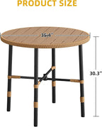 DWVO Outdoor Patio Dining Table Round for 4 35.4" Outdoor Tables with Umbrella Hole & Adjustable Levelers All-Weather Bistro Table with Metal Frame for Lawn Garden Backyard