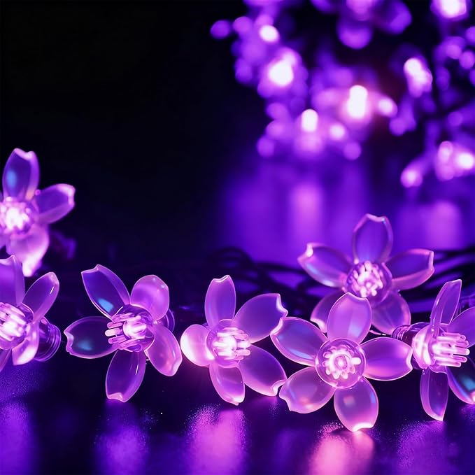 Indoor String Lights, 33ft Purple Cherry Blossom Fairy Lights, 100 LEDs