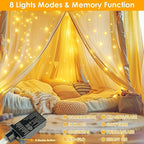 Extra Long 99Ft 300 LED Fairy Lights Plug in, Waterproof String Lights Outdoor & Indoor 8 Modes with Timer, Twinkle Light for Girl's Room Garden Birthday Halloween Christmas Decorations (Warm White)