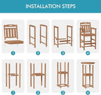 Ciokea 3-Pcs Bistro Table and Chairs, All-Weather Round High Top Bar Table with Storage Shelf and 2 Oversized Adirondack Chairs, Heavy Duty Outdoor Bar Set Patio Bistro Set for Balcony Deck, Teak
