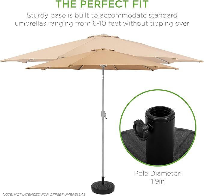 Best Choice Products Fillable Umbrella Base Stand Round Sunburst Plastic Patio Umbrella Base Stand, Pole Holder for Outdoor, Lawn w/ 55lbs Weight Capacity, Adjustment Knob