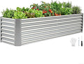 8x2x2ft Raised Garden Bed - Galvanized Deep Root Planter Boxes Outdoor with Wing Nuts and Safety Edges for Gardening Vegetables, Flowers, Herbs, Succulents - Silver