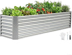 8x2x2ft Raised Garden Bed - Galvanized Deep Root Planter Boxes Outdoor with Wing Nuts and Safety Edges for Gardening Vegetables, Flowers, Herbs, Succulents - Silver