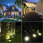 Solar Ground Lights, Waterproof Solar Garden Lights, Upgraded Outdoor Garden Waterproof Bright in-Ground Lights, Landscape Lights for Pathway,Yard,Deck,Lawn,Patio,Walkway (4 Pack Warm Light)