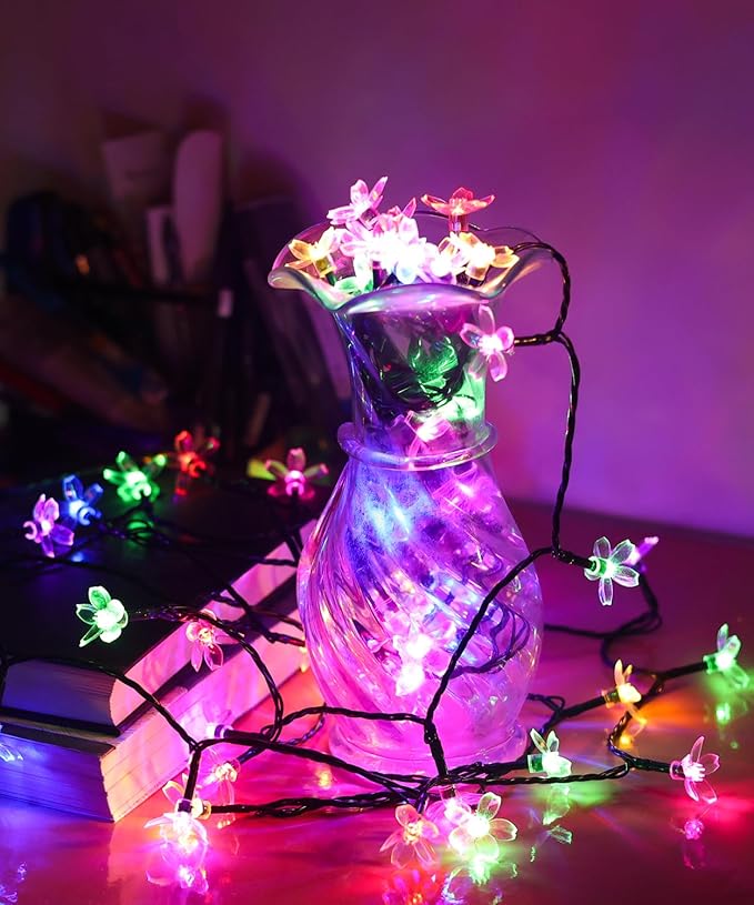 Indoor Flower String Lights, 33 ft 100 LED Multicolor Cherry Blossom