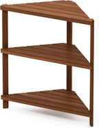 Furinno FG18445 Tioman Hardwood Patio Furniture Corner Shelf in Teak Oil, Natural