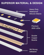 Outdoor LED Strip Lights Waterproof 3000K, 16.4ft IP67 High Density LED Tape Light, 600 LEDs/Reel, 252~300LM/ft, UL-Listed, 12V Dimmable Rope Lights for Home, Balcony, Roof, Backyard, Patio, Garden