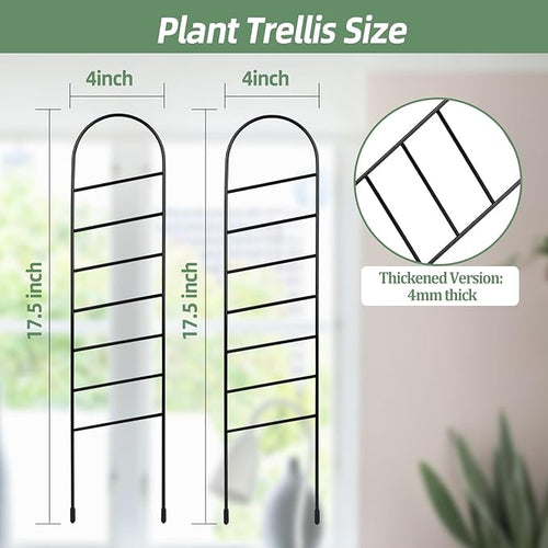 17.5 Inch Indoor Plant Trellis for Climbing Plants, Small Metal Garden Trellis for Potted Plants,Plants Accessories Hoya,Flower,Plant Support (Ladder-Metal)