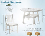 AMERLIFE 5 Piece HDPE Outdoor Dining Table & Chairs Set, All-Weather Patio Table and Chairs Set Furniture with Umbrella Hole for Garden, Backyard, Poolside, Seaside, White