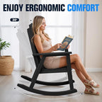Devoko PP Material Rocking Chair Outdoor Indoor All Weather High Back Patio Rocker for Adult Heavy Duty Rocking Chair for Patio Backyard Porch Garden (Heavy Duty, Black)