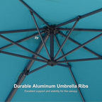 PURPLE LEAF 8' X 8' Patio Umbrella for Pool 7' High Offset Outdoor Cantilever Umbrella Swimming Pool Umbrella with 360°Rotation for Poolside Turquoise Blue