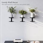 Metal Wall Planters Mid Century Modern Floating Shelves for Indoor Hanging Plants, Space-Saving Vertical Garden for Home & Office 3 Pack Black