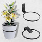 6 Pack 4 inch Flower Pot Holder Ring, Flower Pot Holder Ring Wall Mounted Set Wall Mounted Metal Planter Hanger Matte Black Hanging Plant Holders