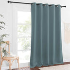 NICETOWN Patio Blackout Curtain Panels - Extra Wide Sliding Door Thermal Insulated Drape, Privacy Room Divider Curtain for Bedroom Office (Greyish Blue, 66 x 118 Inch Long)