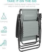 Best Choice Products Folding Zero Gravity Outdoor Recliner Patio Lounge Chair w/Adjustable Canopy Shade, Headrest, Side Accessory Tray, Textilene Mesh - Stardew