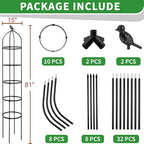 2-Pack 6.7FT Garden Obelisk Trellis for Climbing Plants,81”Metal Plant Support Tower,Heavy Duty Thickened Tube,Rustproof Black Vine & Flower Stand for Outdoor Indoor Use