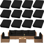 Cushion Covers, 12-Pack Black Stretch Fit Outdoor Patio Covers