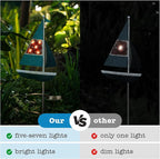 Solar Garden Lights Sailboat Stake Decor-Yard Outdoor Statue Decorations Waterproof 5 LED Metal Landscape Lighting Flower Bed,Pond,Yard,Lawn Gift for Mom Grandma Women