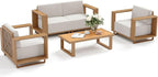 5 Pieces Patio Furniture Set,Outdoor Rattan Wicker Conversation Set with 10''Ultra-Thick Cushions,All Weather Patio Conversation Set for Lawn Garden Backyard,Beige