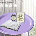 Garden 4 you End Table 2 PCS Metal Side Table Purple Round Folding Tray Cyan Sofa Small Accent Fold-able Table, Round End Table Tray, Next to Sofa Table, Snack Table for Living Room and Bed Room