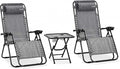 SereneLife Outdoor Zero Gravity Lounge Chair Set with Table – 2 Adjustable Recliners with Cup Holders, Headrest, Steel Frame & Foldable Design for Patio, Pool, Garden, or Camping