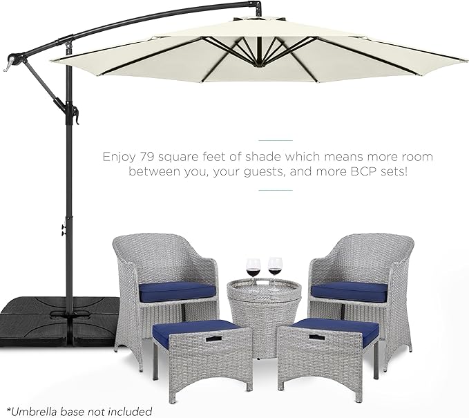 Best Choice Products 10ft Offset Hanging Market Patio Umbrella w/Easy Tilt Adjustment, Polyester Shade, 8 Ribs for Backyard, Poolside, Lawn and Garden - Ivory