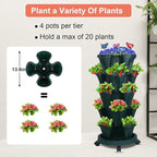 GameXcel Vertical Planter, 5 Tier Stackable Strawberry Planter with Garden Tool Set, Movable Indoor/Outdoor Garden Herb Pot for Growing Vegetables and Succulents, Green